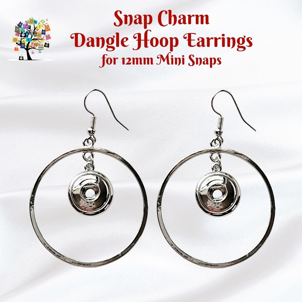 Snap Charm Hoop Dangle Earrings for Mini Snap 12mm